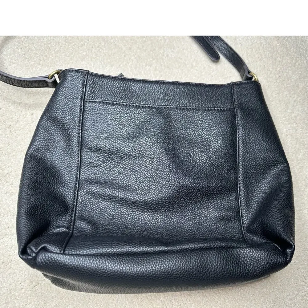 St John's Bay: Black Leather Cross Body Purse